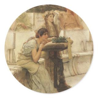 Sappho and Alcaeus by Sir Lawrence Alma Tadema Classic Round Sticker