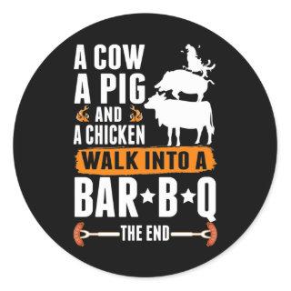Sarcastic Barbecue Humor Meat Lover Grilling Funny Classic Round Sticker