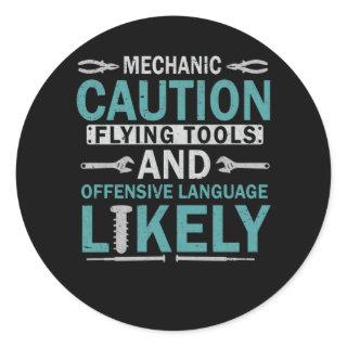 Sarcastic Mechanic Funny Garage Workshop Husband Classic Round Sticker