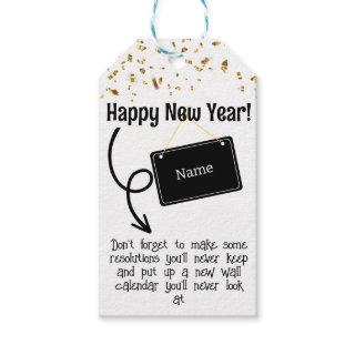 Sarcastic Resolution Funny Happy New year Confetti Gift Tags