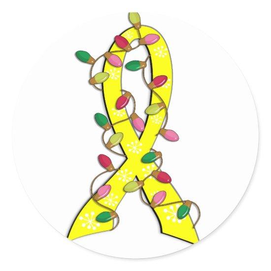 Sarcoma Christmas Lights Ribbon Classic Round Sticker