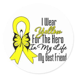 Sarcoma Ribbon My Hero My Best Friend Classic Round Sticker
