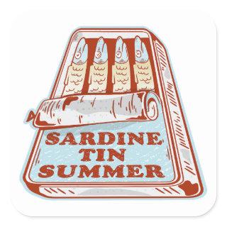 Sardine tin summer square sticker