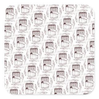 sardines can pattern trans square sticker