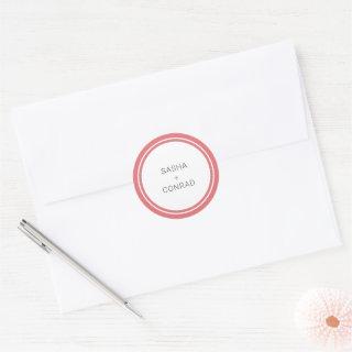 Sasha Coral Modern Wedding Classic Round Sticker