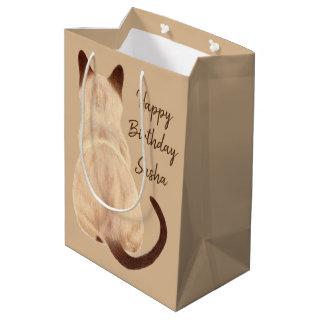 Sasha Siamese Cat Sitting Back View Kitty Custom Medium Gift Bag
