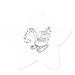Sasquatch or Bigfoot Driving a Mechanical Digger Star Sticker