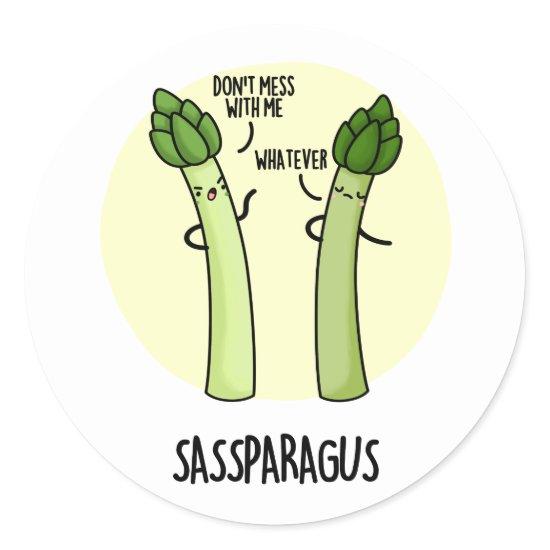 Sassparagus Funny Asparagus Vegetable Pun  Classic Round Sticker