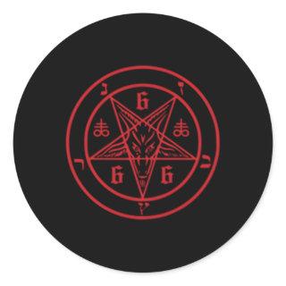 Satanic Pentagram 666 Sigil Of The Devil Baphomet Classic Round Sticker