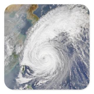 Satellite image of a typhoon square sticker