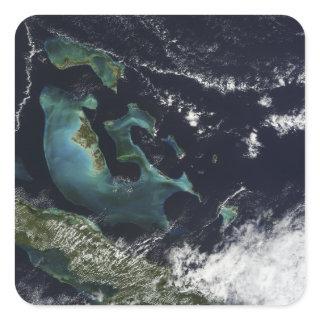 Satellite view of the Bahama Islands Square Sticker
