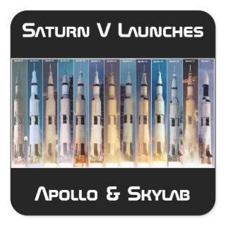 Saturn V Moon Rocket Launches Square Sticker