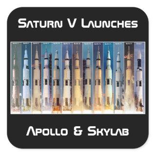 Saturn V Moon Rocket Launches Square Sticker