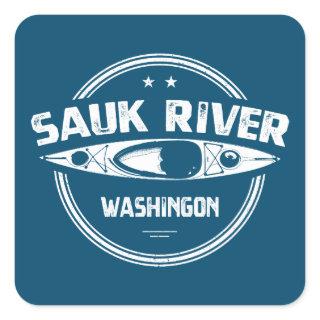 Sauk River Washington Kayaking Square Sticker