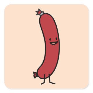 Sausage pork beef kielbasa meat wiener hot dog square sticker