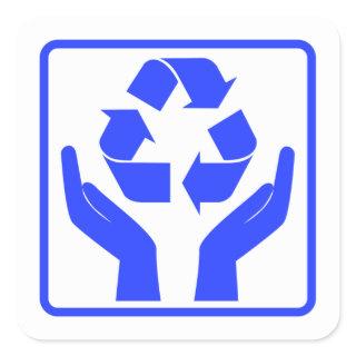 Save Earth Recycling blue Symbol  Square Sticker