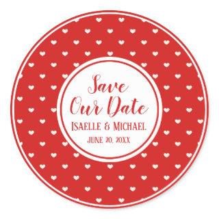 Save Our Date Red and White Envelope Seal