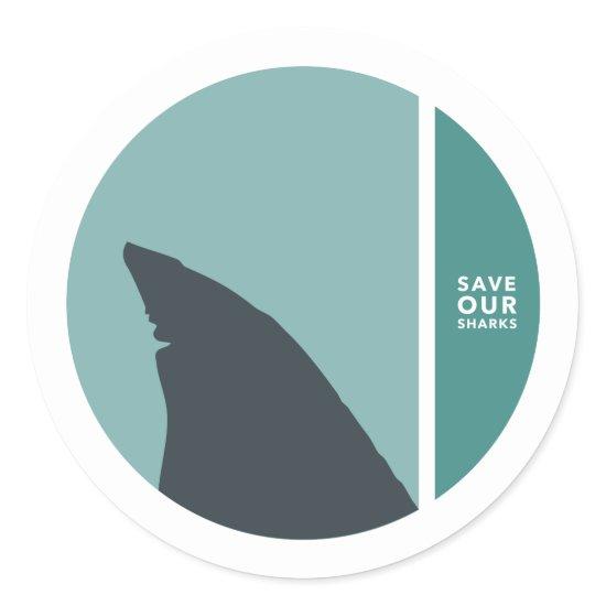save our sharks circles classic round sticker