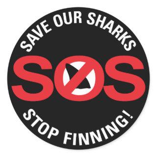 Save Our Sharks Stop Finning Round Sticker Glossy