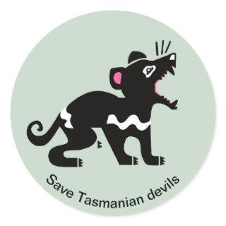 Save Tasmanian DEVILS - Marsupial - Endangered -  Classic Round Sticker