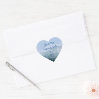 Save the Date Customize Outdoor Mountain  Heart Sticker