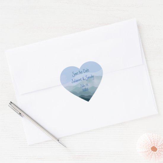 Save the Date Customize Outdoor Mountain  Heart Sticker