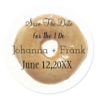 Save The Date Glazed Donut Classic Round Sticker