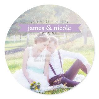 SAVE THE DATE Lavender Wedding Photo Sticker