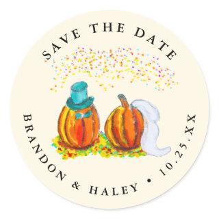 Save the Date Wedding Pumpkins Classic Round Sticker