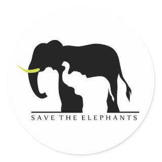Save the Elephants (white) Classic Round Sticker