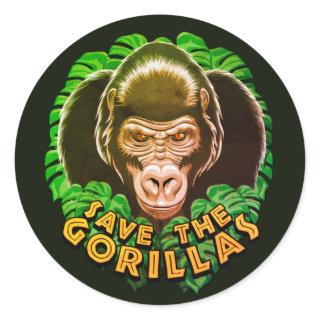 Save The Gorillas - Conservation Awareness Quote Classic Round Sticker