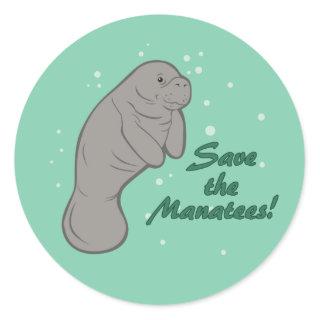 Save the Manatees! Classic Round Sticker