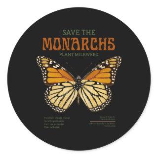 Save The Monarchs Plant More Milkweed Butterfly Da Classic Round Sticker