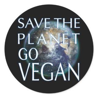 Save the Planet Go Vegan Everyday is Earth Day Classic Round Sticker