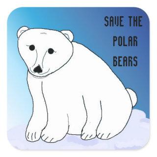 Save the Polar Bears Square Sticker