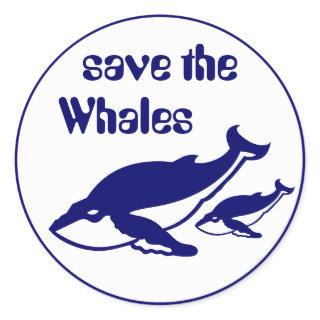 Save the Whales Classic Round Sticker