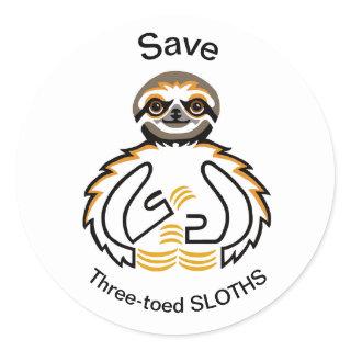 Save Three-toed SLOTHS - Conservation -Ecology Classic Round Sticker