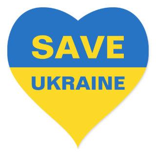 Save Ukraine Ukrainian Flag Heart Sticker