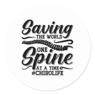 Saving The World Spine Chiropractic Chiropractor Classic Round Sticker