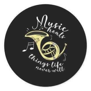 Saxophone Funny Gift For Brass Music Fans Classic Round Sticker