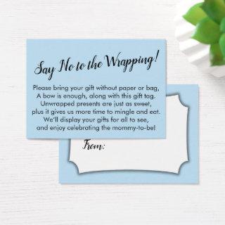 Say No to Wrapping Baby Shower Baby Blue Card