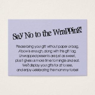 Say No to Wrapping Baby Shower Lavender Gift Card