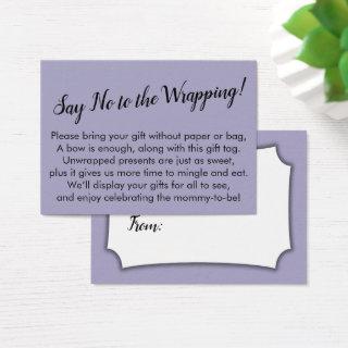 Say No to Wrapping Baby Shower Purple Gift Card