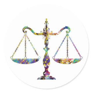 Scales of Justice Art Classic Round Sticker