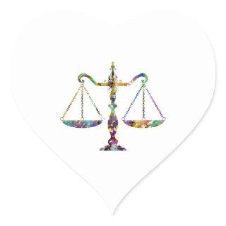 Scales of Justice Art Heart Sticker