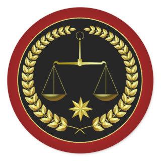 Scales of Justice Classic Round Sticker