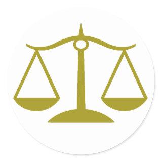 Scales of Justice - Gold Classic Round Sticker