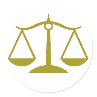 Scales of Justice - Gold Classic Round Sticker