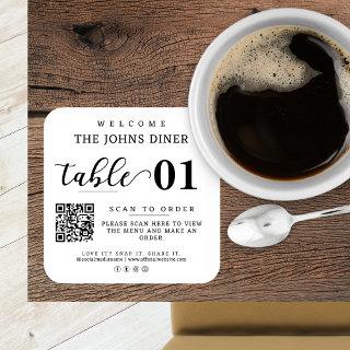 Scan For Menu, Love It, Snap It, Share It QR Code Square Sticker