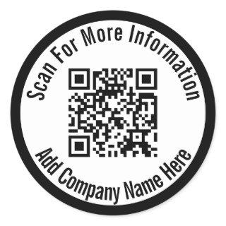 Scan For More Information QR Code & Company Name  Classic Round Sticker